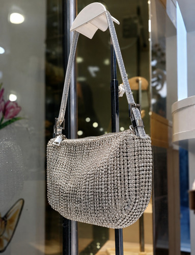کیف مجلسی فول کریستال نقره ای